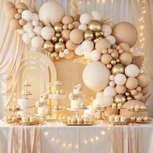 Neutral Color Balloon Arch Garland Set 102Pcs, Nude Sand White Metallic Gold Latex Balloons Included, Elegant Scene Ornaments For Wedding & Birthday Celebration Decor - Multicolor - View 4