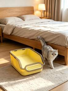 Open Top Cat Litter Box, Anti-Splash High Rim With Litter Trapping Step, Detachable Washable Large Tray, Indoor Living Room Bedroom Bathroom Use, For Kittens Adult Medium Large Cats - one-size - View 8