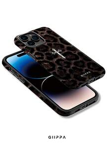 GIIPPA 1件銀黑色豹紋與金屬加號設計手機殼，相容於Phone 17 Pro Max、16 Pro Max、15 Pro Max、14 Pro Max，韓式高端時尚趣味手機殼，適用於11/12/13/14/15/16 Pro Max Plus，男女皆宜的優雅設計，聖誕節、情人節、復活節、婚禮季和生日送給女友的完美禮物！ - 棕色 - 查看 3