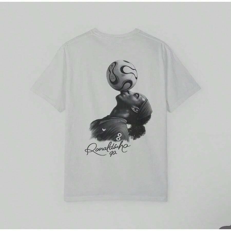Camiseta de Ronaldinho con la imagen de un jugador de fútbol | Camiseta gráfica con un jugador de fútbol - Blanco - Ver 1