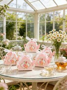 10pcs Teapot Shaped Gift Boxes, Spring Afternoon Tea Gift Candy Cookie Packaging Boxes, Elegant Paper Gift Packaging Boxes, Birthday Wedding Party Decoration Supplies, Baby Shower Party Decoration, Gender Reveal Party Decoration Supplies, Family Gathering Gift Packaging Supplies, Baby Girl First Birthday Party Decoration, Wedding Small Gifts, Tabletop Decoration, Home Decor, Spring Event Accessories, Party Small Gifts - Pink Teapot - View 4