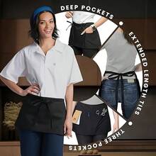 1pc Customized Neutral Polyester Apron With 3 Pockets, Short Waist Server Uniform, Suitable For Kitchen Supplies, Hotel Restaurant Server Waist Apron, Kitchen Cooking Baking Apron, Chef Apron, Kitchen, Bathroom, Home, Household Items - Multicolor - View 10