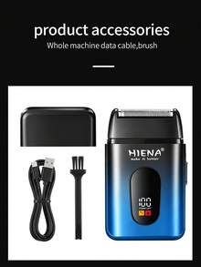 HIENA Multi-Function Electric Shaver, Men's Electric Shaver, Reciprocating Shaver, Perfect For Trimming Hair And Facial Hair. Comes With Brush, High-Quality Gift Choice, Mini Design Convenient For Travel - Blue - View 9