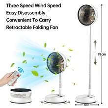 Summer Portable Telescopic Folding Electric Fan, USB Rechargeable, 5400/7200mAh Dual Battery Capacity Options, Bedroom Fan, Remote Control, 4-Speed Adjustable, Living Room, Kitchen, Room, Student Dorm, Outdoor Holiday Camping Essential - Tabletop Fan - View 2