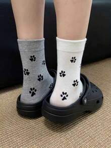 1/3 Pasang Kaos Kaki Setengah Betis Motif Cakar Kucing Kartun Lucu untuk Semua Musim - MultiWarna - View 3