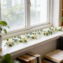 Eucalyptus Leaves And Baby's Breath Artificial Vine, Home Wedding Tabletop Greenery Decoration - White Flowering Vines - View 3