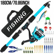 KecchKrezing Telescopic Fishing Rod And Reel Set, Complete Fishing Gear With Multiple Accessories And Storage Bag, Suitable For Lakeside Camping And Outdoor Use, Beginner Fishing Combo - Blue - View 8
