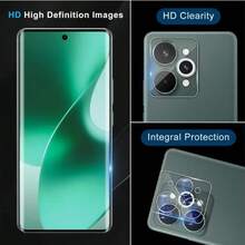 4pcs (2+2), Compatible With Realme GT 7/GT 7 Pro/15 Pro/15T/ Includes 2pcs Ultra Clear Tempered Glass Screen Protector + 2pcs Black High Definition Lens Protector, Ultra Clear Camera Lens Protector Pad Protector Full Coverage Easy Installation Screen Protector - Clear - View 4