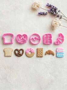 Breakfast Pastry Polymer Clay Mold Set, Bread And Dessert Molds, Suitable For Food Earrings And Jewelry DIY Crafts - Pink - View 4