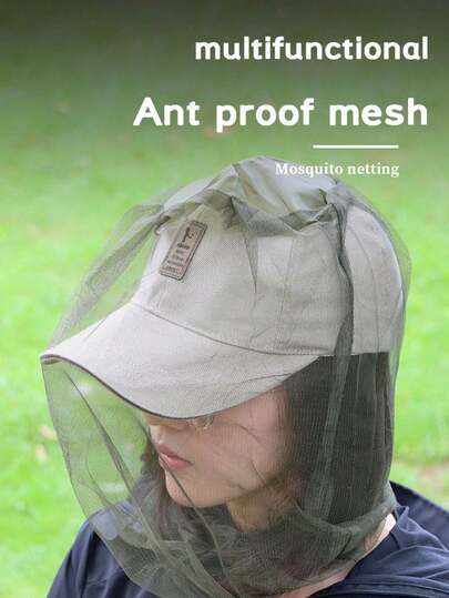 1pc Outdoor Night Anti-Insect Anti-Mosquito Fishing Hat With Net, Anti-Bee Breathable Sun Protection Hat, Outdoor Gear, Mosquito Net, Mosquito, Mosquito Repellent Band, Mosquito Repellent Agent, Mosquito Repellent Net Head Cover, Outdoor Anti-Mosquito Fishing Hat, Bee Hat, Fishing Sun Protection Hat Mesh Face Cover, Ultra-Fine Mesh Anti-Mosquito Net Hat Anti-Insect Face Cover, Lightweight Breathable Anti-Mosquito Anti-Bee Anti-Flying Insect Head Cover, Foldable High-Density Protective Net Hat, Compatible With Bucket Hat, Sun Hat, Baseball Cap And Most Outdoor Hat Styles