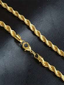 1pc Elegant Chain Necklace Men's Wedding Anniversary Accessory Gift - Gold - View 6