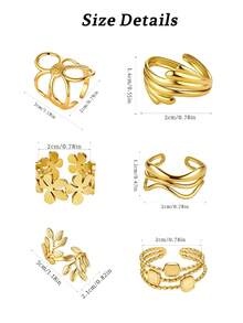 Gold Open Adjustable Ring For Women, Versatile Gold Thumb Knuckle Open Ring, For Dates Parties Dances Daily Commutes And Casual Vacations - Gold - View 7