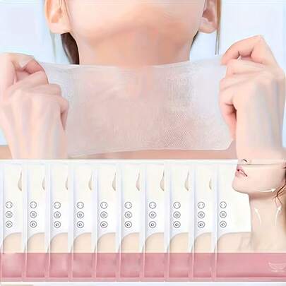sjopa 10 Piece Neck Facial Mask Neck Mask, Containing Niacinamide, Collagen, Moisturizing, Firming, Smooth Daily Neck Care Beauty Facial Mask, Holiday Gift Set, Suitable For All Skin, Valentine's Day Gift, Facial Mask Neck Mask