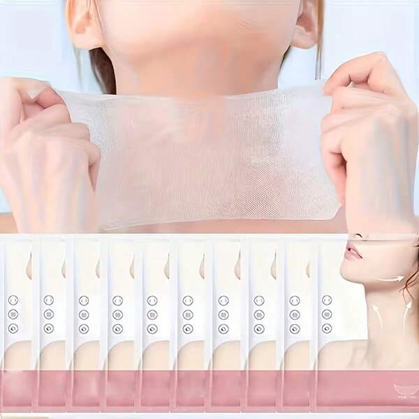 sjopa 10 Piece Neck Facial Mask Neck Mask, Containing Niacinamide, Collagen, Moisturizing, Firming, Smooth Daily Neck Care Beauty Facial Mask, Holiday Gift Set, Suitable For All Skin, Valentine's Day Gift, Facial Mask Neck Mask