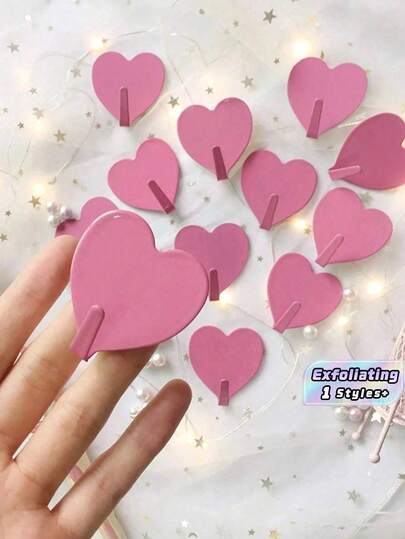 1/5/10 piezas Ganchos autoadhesivos con forma de corazón, ganchos de pared románticos e impermeables, ganchos resistentes, adecuados para llaves, sombreros, toallas, accesorios de baño, decoración del hogar, decoración del hogar para el Día de San Valentín