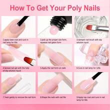 7PCS/Set 15ml Poly Extension Gel Set Nail Art Polygels Kit Clear White Pink Color Nail UV Gel Tip Form Acrylic Nail Gel Slice Brush Kit With 20pcs Nail Extension Molds Nails - Multicolor - View 10