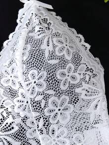 1件白色蕾絲刺繡露背連身褲，柔軟親膚前開襟長褲 - 白色 - 查看 5