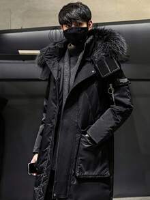 Men's Fashion Casual Versatile Outdoor Parka Hooded Down Jacket, Parka Coat, Men - Black - View 1