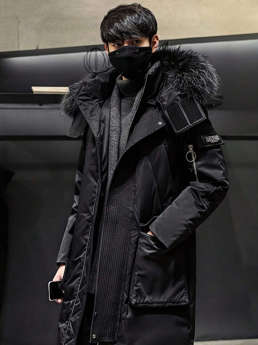 Men's Fashion Casual Versatile Outdoor Parka Hooded Down Jacket, Parka Coat, Men - Black - View 1