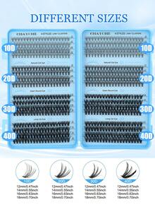 640/544/200 Clusters D Curl Individual Eyelashes High Capacity Fake Lashes Extensions Kit, Natural Thick Segmented Lash With Bond And Seal,Tweezers,Brush, Long Lasting Wispy False Lash Book Beginner Friendly, For Daily And Quick Makeup, Easy To Use - Baby Blue - View 9