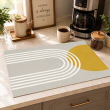 1pc Modern Minimalist Geometric Pattern Diatomaceous Earth Kitchen Drain Mat, Fast-Absorbing Quick-Drying Non-Slip Coffee Machine Mat And Dish Drying Pad, Suitable For Kitchen Countertop And Home Decor - Multicolor - View 2