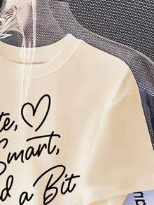 Tween Girls' Casual Letter Print Short Sleeve T-Shirt, Summer - Apricot - View 4