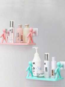 Creative No-Drill Portrait Design Storage Rack, Bathroom Decor Shelf, Suitable For Renters And Moms, Multi-Functional Cosmetic Storage, Toiletries And Bathroom Accessories Organizer, Office Room Home Decor Storage, Dorm Essentials, College - Multicolor - View 4