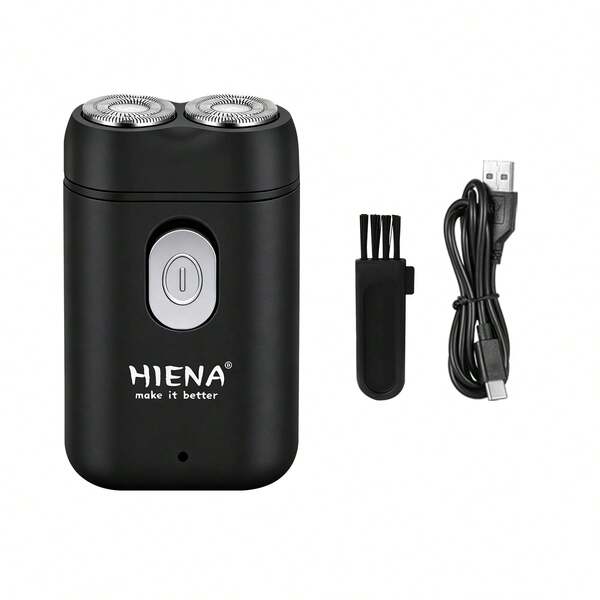 HIENA Mini Afeitadora Eléctrica Rotativa de Bolsillo para Hombres, Cuchillas Flotantes de Doble Anillo con Ajuste, Carga Rápida USB, Afeitadora de Barba Inalámbrica para Viajes Húmedo/Seco, Motor Potente de Bajo Ruido, Cabezal Desmontable Lavable, Afeitadora Facial Portátil y Compacta, Regalo de Aseo para Papá y Esposo