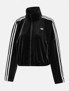 Adidas Originals Women's Fashion Embroidered Striped Colorblock Long Sleeve Sports Jacket - Black - View 1