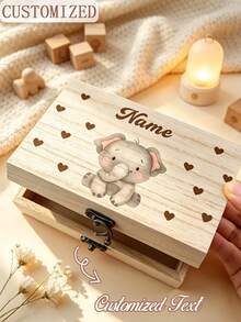 Personalized Wooden Keepsake Box, Colorful Printed Storage & Memory Treasure Box, Eternal Collection Box, Multi-Functional Decorative Practical Style - Multicolor - View 1