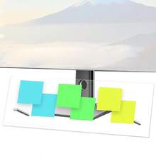 1pc Monitor Memo Board Holder, No-Adhesive Computer Monitor Message Board, Space-Saving Under-Monitor Installation, Movable And Reusable, Durable Acrylic Material, Office And Home Desktop Storage, Back To School, College Dorm Essentials, Office Supplies - Multicolor - View 2