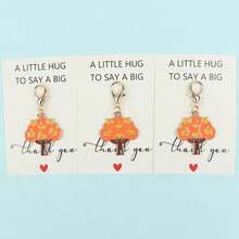 5pcs/10pcs Autumn Maple Leaf Enamel Keychain, "A Little Hug To Say A Big Thank You" Card, Fall Pocket Hug Appreciation Gift For Teachers & Coworkers - Multicolor - View 6