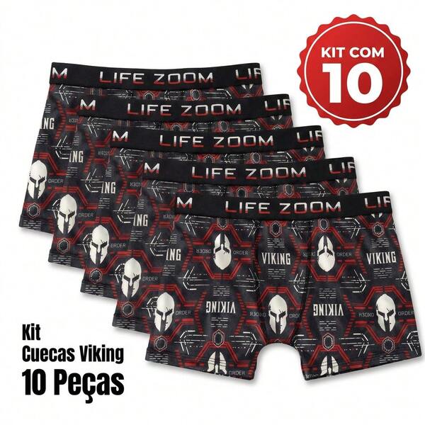 Kit 10 Cuecas Boxer Juvenil Masculina Confortável Infantil Adolescente Microfibra Lisa e Estampada Promoção