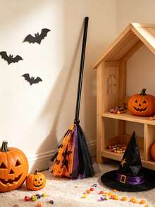 Halloween Witch Broom, Plastic Broom Prop, Suitable For Halloween Witch Costume Party Decoration, Halloween Performance, Cosplay Party, Halloween Costume Decoration Broom Set - Witch Broom - View 2