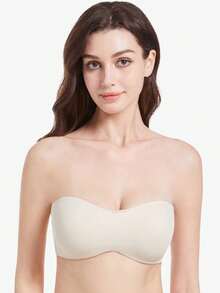 MELENECA Women's Strapless Bra For Large Bust Minimizer Unlined Bandeau With Underwire - Apricot - View 5