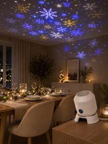 Lampu LED Bentuk Kepingan Salju & Hewan Laut Bertenaga USB, Lampu Berputar Warna-warni untuk Dekorasi Kamar Tidur - cahaya polikromatik - View 8