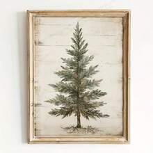 Vintage Fir Tree Christmas Canvas Art Print - Rustic Spruce Wall Decor For Living Room, Bedroom, Home Office - Unframed - A - View 5