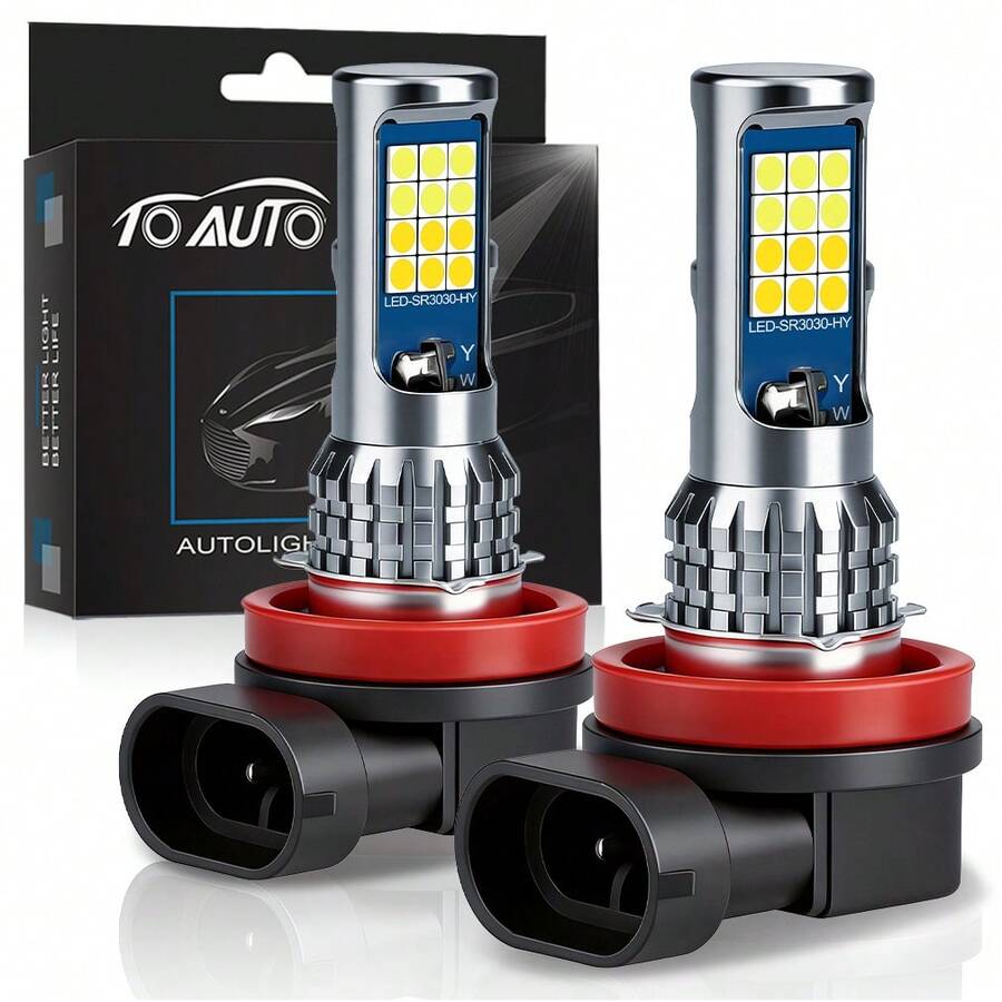 TOAUTO 2PCS H11 LED Fog Lights Bulbs 9005 9006 HB3 HB4 LED Headlight For Car 80W 25000LM White Yellow Auto Headlamps Plug&Play 12V