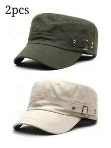 1pc Unisex Rivet Military Flat Top Baseball Cap With Adjustable Strap, Suitable For Outdoor, Hiking, Vacation, Daily Use, Sun Protection - Multicolor - View 20