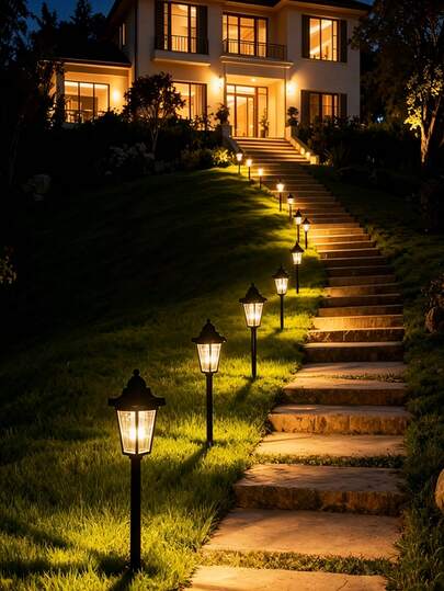 1pc Outdoor Solar Powered Hexagon Garden Light, Waterproof Outdoor LED Decorative Hanging Lamp, Suitable For Yard, Patio, Garden, Porch, Villa, Balcony, Holiday, Country Style Landscape Decoration