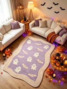 1pc Halloween Purple Ghost Alien Shaped Doormat, Living Room Rug, Carpet, Area Rug, Large Rug, Floor Mat, Halloween Carpet - Multicolor - View 4