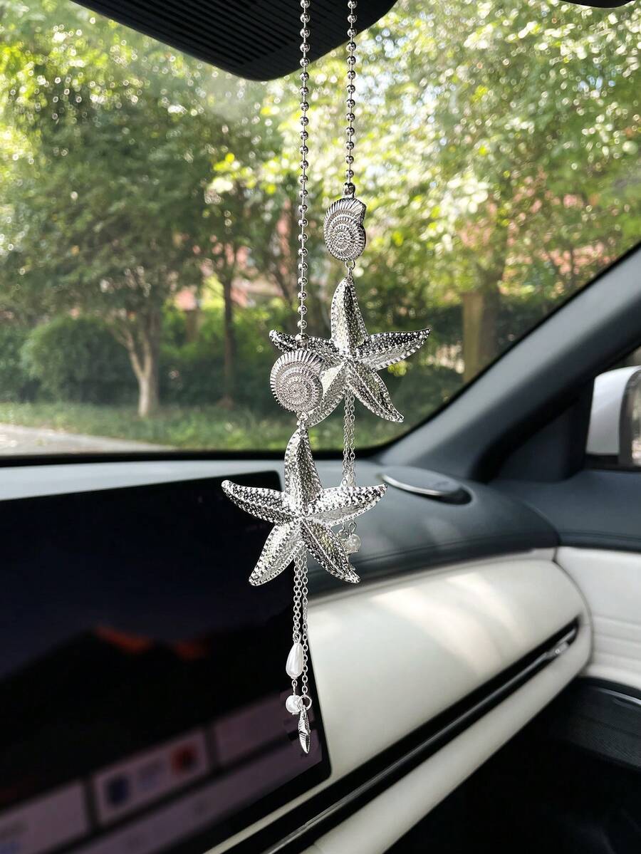 Creative Starfish Car Hanging Ornament, Rearview Mirror Decoration, Car Interior Hanging Decor, Car Rearview Mirror Decorative Pendant - A - View 1