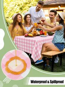 2pcs/4pcs/6pcs Pink & White Plaid Disposable Tablecloth, Stain-Resistant & Waterproof Plaid Tablecloth, Suitable For Baby Shower, Bridal Shower, Girls Birthday, Picnic, Indoor & Outdoor Party - Multicolor - View 6