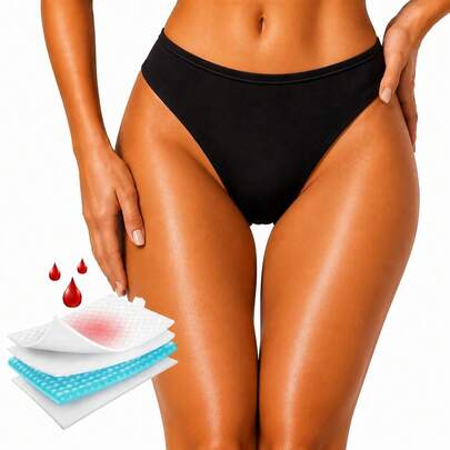 Costume da bagno per il ciclo femminile, slip bikini a vita media assorbente e impermeabile, asciugatura rapida, shorts da bagno UPF50+