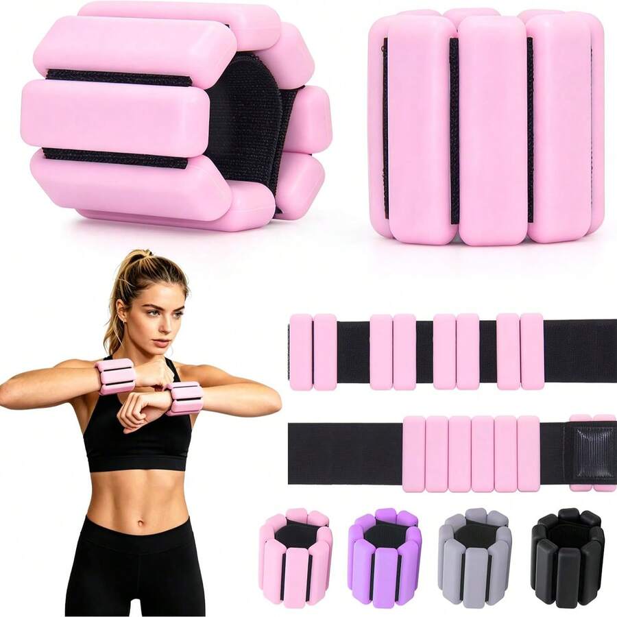 Adjustable Silicone Wrist And Ankle Weights Set (1 Pair/Single), 490g Waterproof Adjustable Silicone Weights, Suitable For Strength Training, Durable Waterproof Wearable Ankle And Wrist Weights, Suitable For Running, Fitness, Yoga And Swimming - Multicolor - View 1