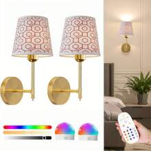 Lampu Dinding Bertenaga Baterai: Set 2pcs/1pc Lampu Dinding Nirkabel dengan Bohlam 2000mAh yang Dapat Diredupkan dan Remote Control untuk Kamar Tidur - Lampu Dinding Isi Ulang 15 Warna Emas, Cocok untuk Kamar Tidur, Ruang Tamu, dan Lorong - Tiga warna + 12 RGB - View 13