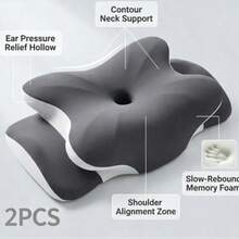 1pc Ergonomic Memory Foam Butterfly Neck Pillow With C-Shape/Dual Height Adjustment, Comes With Transparent Support Cover, Suitable For Side, Back And Stomach Sleeping Positions, Perfect For Light Sleepers And Insomniacs, Travel Pillow, Home Sleep Pillow For Back To School - One Size Fits All - View 17
