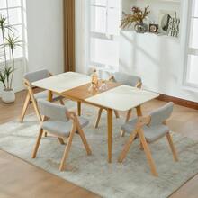 Solid Wood (Beech) Folding Chairs With Padded Seats, Stackable Dining Chairs, Suitable As Extra Seating For Kitchen, Office, Wedding, Party, Picnic - Grey - View 3