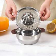 Alat Pemeras Jeruk Manual dari Baja Tahan Karat, Pemeras Buah Lemon Jeruk, Pemeras Jeruk Portabel Kecil yang Ditekan dengan Tangan - Perak - View 5