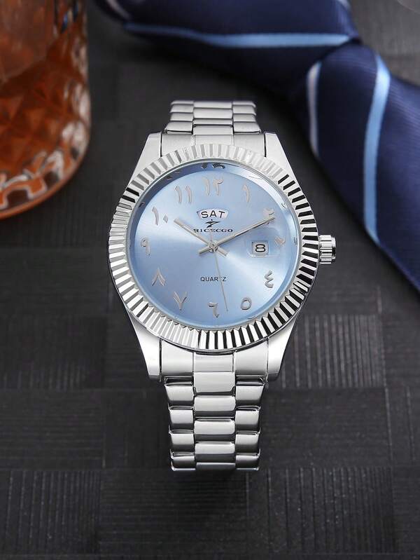 RICECGO A Men's Business Watch With Dual Date Windows-Perfect For Commuting, Gift-Giving, And Business Gatherings.